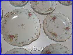 Antique 15 Piece WH Grindley and Co Wild Rose China Set Pink Floral Gold Trim