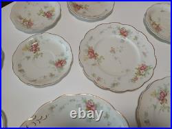Antique 15 Piece WH Grindley and Co Wild Rose China Set Pink Floral Gold Trim