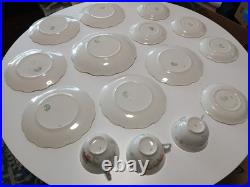 Antique 15 Piece WH Grindley and Co Wild Rose China Set Pink Floral Gold Trim