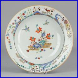 Antique 18C Chinese Porcelain Kakiemon Plate Birds & Flowers Gold Bamboo