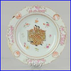 Antique 18C Plate Qing Chinese Porcelain Chine de Commande Pink Gold