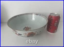 Antique 18th c Chinese Imari Porcelain Bowl Blue Red Floral Gilt Rim 9.25x4