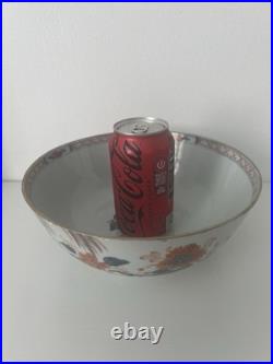 Antique 18th c Chinese Imari Porcelain Bowl Blue Red Floral Gilt Rim 9.25x4