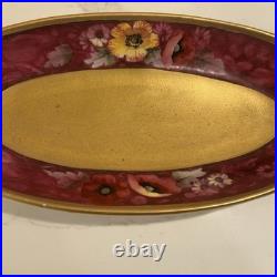 Antique 1910s Pickard Floral Gold Gilded Hand Painted Bavaria Porcelain Tray EUC