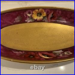Antique 1910s Pickard Floral Gold Gilded Hand Painted Bavaria Porcelain Tray EUC