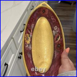 Antique 1910s Pickard Floral Gold Gilded Hand Painted Bavaria Porcelain Tray EUC