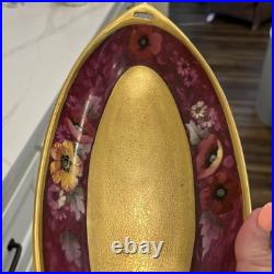 Antique 1910s Pickard Floral Gold Gilded Hand Painted Bavaria Porcelain Tray EUC