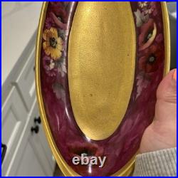 Antique 1910s Pickard Floral Gold Gilded Hand Painted Bavaria Porcelain Tray EUC