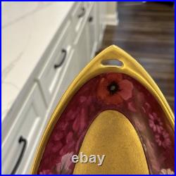 Antique 1910s Pickard Floral Gold Gilded Hand Painted Bavaria Porcelain Tray EUC