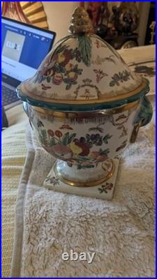 Antique 19th C. Chinese ExportFamille Rose Porcelain Soup Tureen Lidded Gold Gilt