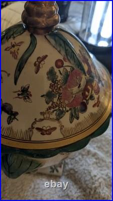 Antique 19th C. Chinese ExportFamille Rose Porcelain Soup Tureen Lidded Gold Gilt