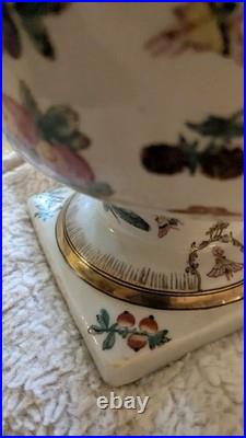 Antique 19th C. Chinese ExportFamille Rose Porcelain Soup Tureen Lidded Gold Gilt