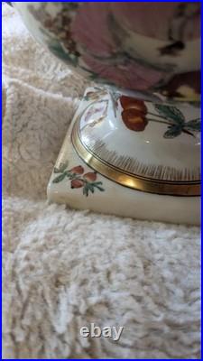 Antique 19th C. Chinese ExportFamille Rose Porcelain Soup Tureen Lidded Gold Gilt