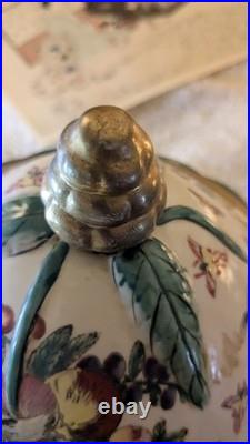 Antique 19th C. Chinese ExportFamille Rose Porcelain Soup Tureen Lidded Gold Gilt