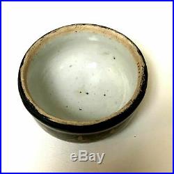 Antique 19th C Chinese Porcelain Gold Gilt Black Mirror Porcelain Ginger Jar Lid