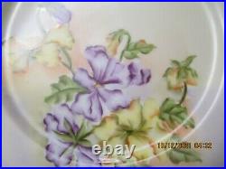 Antique 19th C. H&C Depose Porcelain Hand Painted Gold Trim Floral Set 4 Plates