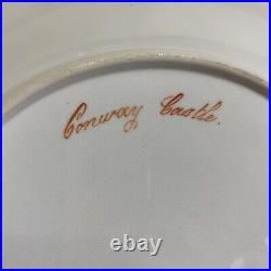 Antique 19thc Hand Painted Gold Gilt English Landscape Plate Conway Castle Wales