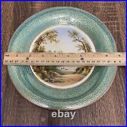 Antique 19thc Hand Painted Gold Gilt English Landscape Plate Conway Castle Wales