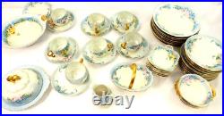 Antique 50 Piece Asst Bone China Plates Cups Hand-Painted by Merryman 1920s