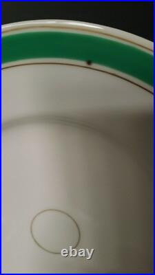 Antique 5 Pieces Set Of Gilded Porcelain With Turquoise Green Rim