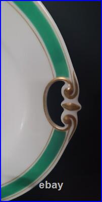 Antique 5 Pieces Set Of Gilded Porcelain With Turquoise Green Rim
