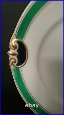 Antique 5 Pieces Set Of Gilded Porcelain With Turquoise Green Rim