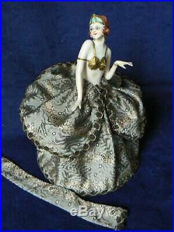 Antique 8 Egyptian Art Deco Half Doll Dressel Kister Gold Bra Tiara On Shade