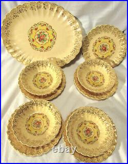 Antique American Limoges Toledo Delight 22K Gold Trim Lot 10 pc with Platter