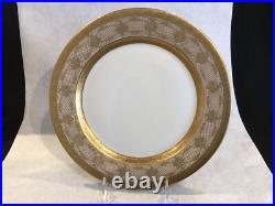 Antique Bavaria Tirschenreuth porcelain Gold Gilt Dinner Plates 10 5/8 dia