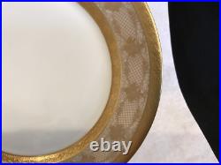 Antique Bavaria Tirschenreuth porcelain Gold Gilt Dinner Plates 10 5/8 dia