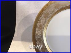 Antique Bavaria Tirschenreuth porcelain Gold Gilt Dinner Plates 10 5/8 dia