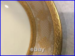 Antique Bavaria Tirschenreuth porcelain Gold Gilt Dinner Plates 10 5/8 dia
