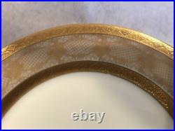 Antique Bavaria Tirschenreuth porcelain Gold Gilt Dinner Plates 10 5/8 dia