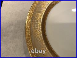 Antique Bavaria Tirschenreuth porcelain Gold Gilt Dinner Plates 10 5/8 dia