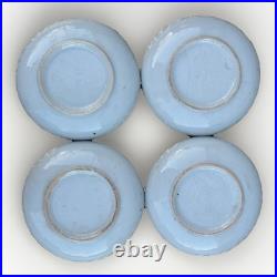 Antique Blue & White Porcelain Chinese 5 D Saucer with Gold Rim Set of 4