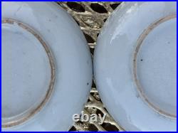 Antique Blue & White Porcelain Chinese 5 D Saucer with Gold Rim Set of 4