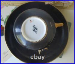 Antique Brown Westhead Moore bamboo china tea cup & saucer duo set. Black & gold