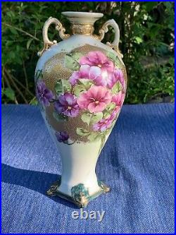 Antique CHINESE African Violet Purple GOLD DOT UNIQUE Porcelain Vase 10/6 m17