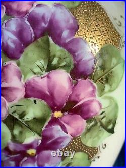 Antique CHINESE African Violet Purple GOLD DOT UNIQUE Porcelain Vase 10/6 m17