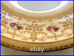 Antique Cauldon England Porcelain Plates Set of 21 Gold Encrusted Roses W 314