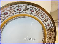 Antique Cauldon England Porcelain Plates Set of 21 Gold Encrusted Roses W 314