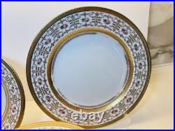 Antique Cauldon England Porcelain Plates Set of 21 Gold Encrusted Roses W 314