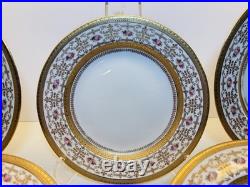 Antique Cauldon England Porcelain Plates Set of 21 Gold Encrusted Roses W 314