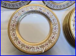 Antique Cauldon England Porcelain Plates Set of 21 Gold Encrusted Roses W 314