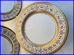 Antique Cauldon England Porcelain Plates Set of 21 Gold Encrusted Roses W 314