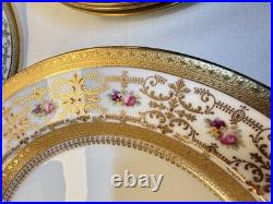 Antique Cauldon England Porcelain Plates Set of 21 Gold Encrusted Roses W 314