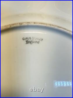 Antique Cauldon England Porcelain Plates Set of 21 Gold Encrusted Roses W 314