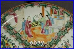 Antique Chinese Art Porcelain Rose Medallion Plate Gold Trim Hand Painted 19C