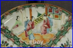 Antique Chinese Art Porcelain Rose Medallion Plate Gold Trim Hand Painted 19C