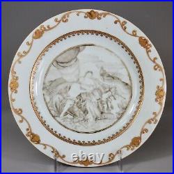Antique Chinese Export Porcelain Grisaille and Gilt Mythological Plate 18th C